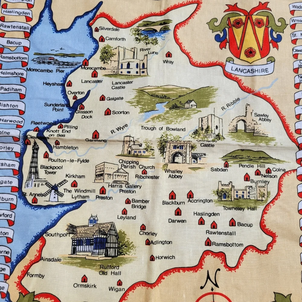 United Kingdom Tea Towels ~ FINAL PRICE! Scotland ~ Lancashire ~ Colorful